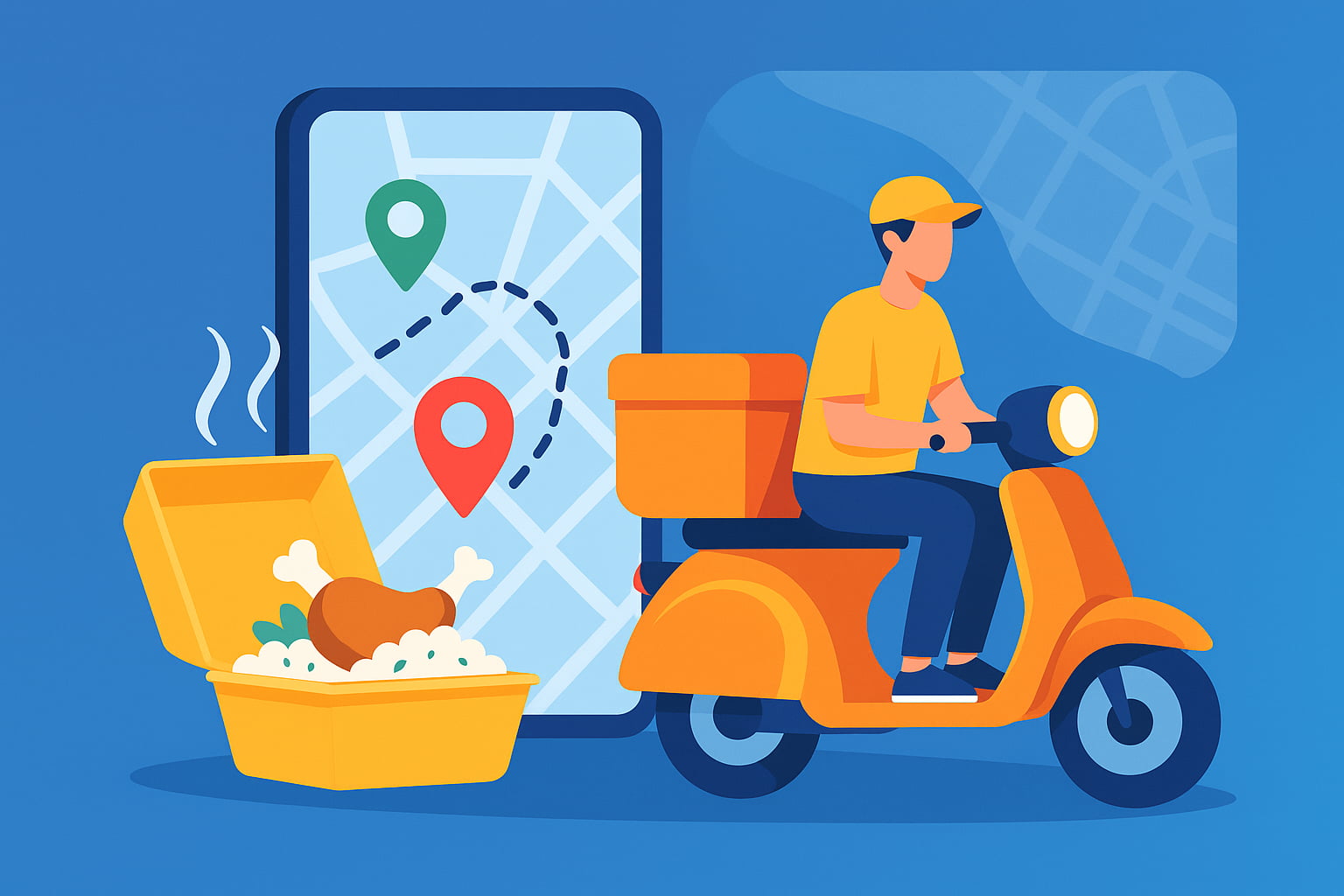 Food Delivery Route Optimization Illustration